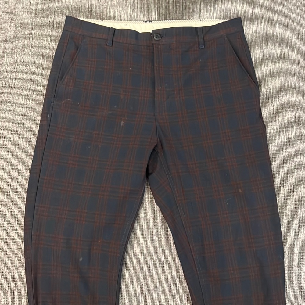 Zara Dark Blue/Burgandy Plaid Skinny Dress Pant